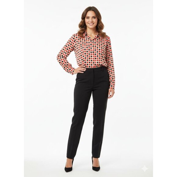Austin Reed Polka Dot Long Sleeve Silk Blouse S Red & Black Made In China - Picture 1 of 4